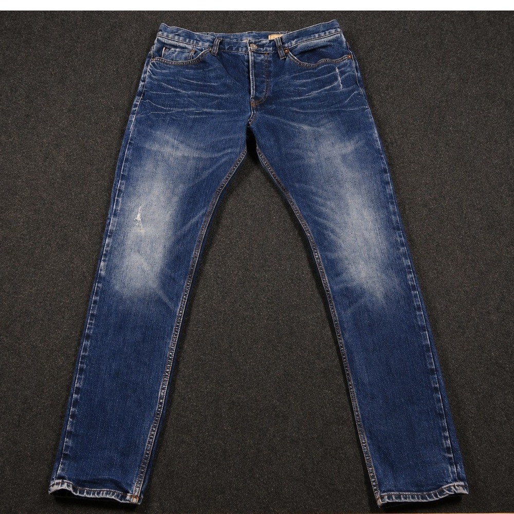 H&M &Denim Slim Tapered Jeans Men 32/32 Blue 13oz Selvedge Premium Denim